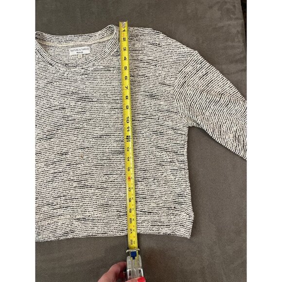 Texture & Thread Madewell Black White Round Neck Long Sleeved Sz M - Picture 9 of 10